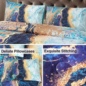 img 2 attached to 🔥 Burning Mountain Printed Bedding Set with Watercolor Artwork Design - A Nice Night Marble-Like, Retro Style Comforter Set in Ultra Soft Fabric (Blue, Queen Size: 88-by-88-inches)