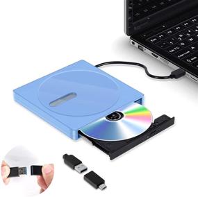 img 4 attached to Portable USB 3.0 External CD/DVD +/-RW Drive - Slim DVD/CD ROM Rewriter Burner for Laptop (Blue)