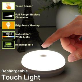 img 3 attached to 🔦 RTSU Rechargeable Touch Light Stick Anywhere Led Night Lamp - Touch Sensor Switch, Stepless Dimmer, Last Setting Memory, Built-in Battery Powered - Warm White Light.