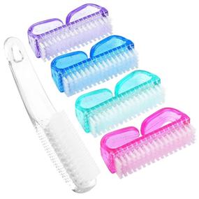 img 4 attached to Senignol Handle Grip Nail Brush 5-Pack - Efficient Hand Fingernail Scrub Cleaning Brushes Kit - Pedicure Cleaning Brushes for Toes and Nails - Multicolor, Suitable for Men, Women, and Kids!