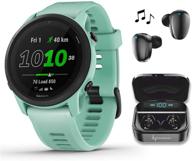 🏃 garmin forerunner 745 gps running and triathlon smartwatch neo tropic bundle with wearable4u black earbuds and charging power bank case logo