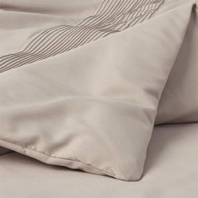 img 2 attached to Chezmoi Collection Mocha King Comforter Set: 8-Piece Pleated Hem Solid Color Bed-in-a-Bag