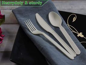 img 1 attached to 🌿 GreenWorks 7-inch Heavy-duty Compostable CPLA Cutlery Kits, 800 Pieces (200 Sets) - Fork, Spoon, Knife, Napkin 4 in 1 - Individually Wrapped With Compostable Bags - Sustainable Alternative to Plastic Disposable Utensils