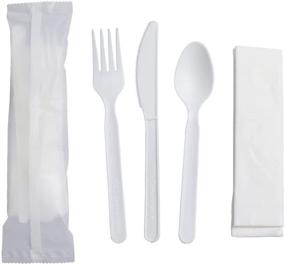 img 4 attached to 🌿 GreenWorks 7-inch Heavy-duty Compostable CPLA Cutlery Kits, 800 Pieces (200 Sets) - Fork, Spoon, Knife, Napkin 4 in 1 - Individually Wrapped With Compostable Bags - Sustainable Alternative to Plastic Disposable Utensils