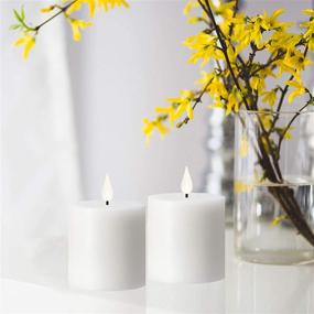 img 1 attached to 🕯️ SMTYLE White Battery Operated Flickering Flameless Candles - Set of 2 for Home Decoration, Votive, Birthdays, Gardens, Outdoors