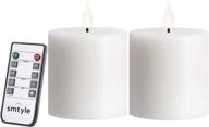 🕯️ smtyle white battery operated flickering flameless candles - set of 2 for home decoration, votive, birthdays, gardens, outdoors логотип