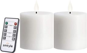 img 4 attached to 🕯️ SMTYLE White Battery Operated Flickering Flameless Candles - Set of 2 for Home Decoration, Votive, Birthdays, Gardens, Outdoors