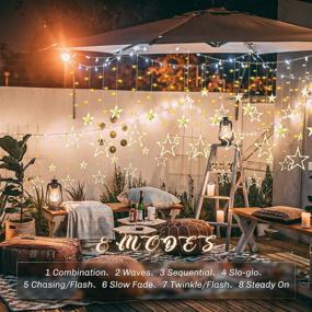 img 2 attached to 🌟 Enhance your Occasions with Koicaxy Curtain Lights: 138 Led 12 Stars Waterproof Fairy String Lights for Outdoor Use, Ramadan Party, Weddings, and More!