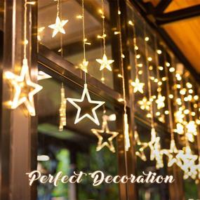 img 3 attached to 🌟 Enhance your Occasions with Koicaxy Curtain Lights: 138 Led 12 Stars Waterproof Fairy String Lights for Outdoor Use, Ramadan Party, Weddings, and More!