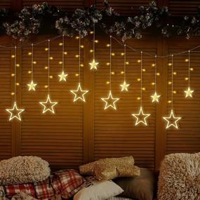 img 4 attached to 🌟 Enhance your Occasions with Koicaxy Curtain Lights: 138 Led 12 Stars Waterproof Fairy String Lights for Outdoor Use, Ramadan Party, Weddings, and More!