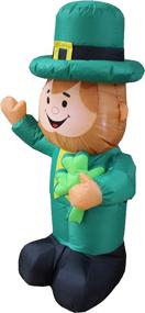 img 1 attached to 🍀 St Patricks Day Inflatable Leprechaun - 4ft Tall Lighted Decoration for Indoor Outdoor Lawn Yard Art - Lucky Charm Holding Shamrock - Adorable Focal Point for Festive Celebrations