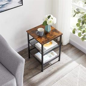 img 1 attached to 🏢 EKNITEY Industrial End Table - Versatile 3 Tier Side Table with Adjustable Mesh Shelves for Any Room - Sturdy Metal Frame - Easy Assembly