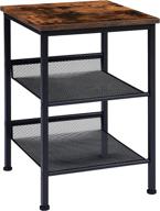 🏢 eknitey industrial end table - versatile 3 tier side table with adjustable mesh shelves for any room - sturdy metal frame - easy assembly logo