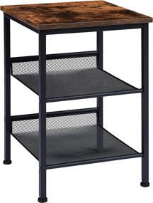 img 4 attached to 🏢 EKNITEY Industrial End Table - Versatile 3 Tier Side Table with Adjustable Mesh Shelves for Any Room - Sturdy Metal Frame - Easy Assembly