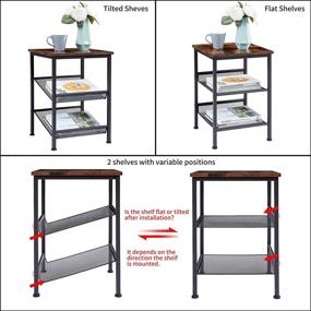 img 3 attached to 🏢 EKNITEY Industrial End Table - Versatile 3 Tier Side Table with Adjustable Mesh Shelves for Any Room - Sturdy Metal Frame - Easy Assembly