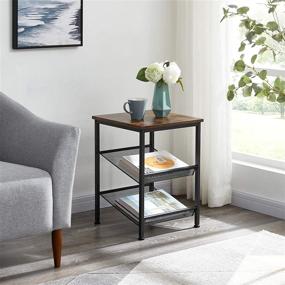 img 2 attached to 🏢 EKNITEY Industrial End Table - Versatile 3 Tier Side Table with Adjustable Mesh Shelves for Any Room - Sturdy Metal Frame - Easy Assembly