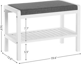 img 1 attached to SONGMICS Shoe Rack Bench with Cushion Seat, Storage Shelf, Shoe Organizer, Supports 350 lbs, Perfect for Entryway, Bedroom, Living Room, Hallway, Garage, Mud Room - White ULBS65WN