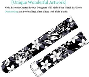 img 3 attached to ENDIY Designer Aesthetic Patterned Silicone Bands for Women - Compatible with Fitbit Charge 3 / Charge 3 SE / Charge 4 Small Large - Black Floral Flower