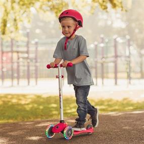 img 2 attached to 🛴 Globber - 3 Wheel Scooter for Kids, Ages 3+, Adjustable Height Kick Scooter with Lights and Patented Steering Lock, Easy-to-Learn Steer, Reinforced Body, Supports Up to 110lbs