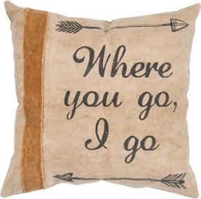 img 1 attached to 🛋️ Primitives by Kathy Distressed Throw Pillow - 14-Inch Square 'You Go, I Go': Rustic Canvas Cushion for a Cozy Décor Upgrade