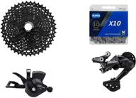 jgbike 10-speed mtb groupset for shimano deore m4100: right shift lever, long cage rear derailleur, 11-42t or sunrace 11-46t cassette, kmc x10 chain logo