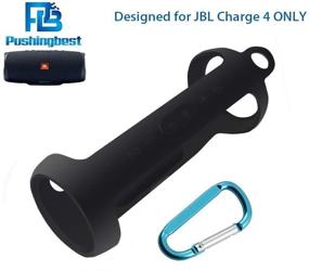 img 4 attached to 🔒 Защитный черный силиконовый чехол для беспроводного Bluetooth-динамика JBL Charge 4 от Pushingbest: водонепроницаемый и портативный.