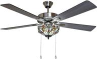 🌈✨ river of goods mission tiffany style 52-inch stained glass led ceiling fan: multicolor elegance for your home логотип