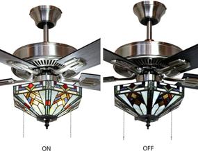 img 1 attached to 🌈✨ River of Goods Mission Tiffany Style 52-Inch Stained Glass LED Ceiling Fan: Multicolor Elegance for Your Home