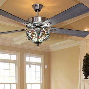 img 3 attached to 🌈✨ River of Goods Mission Tiffany Style 52-Inch Stained Glass LED Ceiling Fan: Multicolor Elegance for Your Home