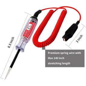 img 1 attached to 🔋 Digital LCD Circuit Tester with Extended Spring Wire - 3-48V Automotive Test Light for Cars and Trucks, Low Voltage and Light Testing Tool with Stainless Probe - 12V Compatible