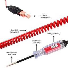 img 2 attached to 🔋 Digital LCD Circuit Tester with Extended Spring Wire - 3-48V Automotive Test Light for Cars and Trucks, Low Voltage and Light Testing Tool with Stainless Probe - 12V Compatible