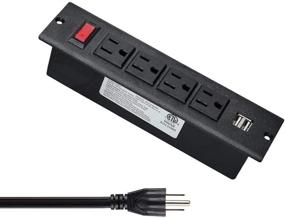 img 4 attached to 💼 Черная встроенная конференц-розетка соединения: 4 розетки, 2 USB-порта, выключатель, удлинитель 6.56 фута