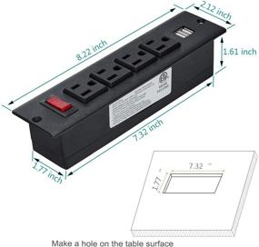 img 1 attached to 💼 Черная встроенная конференц-розетка соединения: 4 розетки, 2 USB-порта, выключатель, удлинитель 6.56 фута