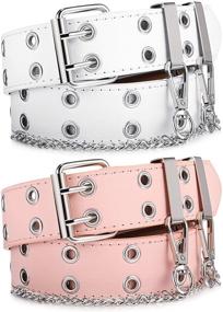 img 4 attached to Double Grommet Women Belts Buckle