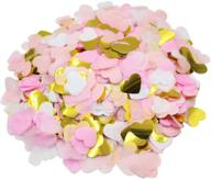 mybbshower pink gold heart confetti tissue paper for wedding reception, baby & bridal shower table scatter - 1 inch, 8000+ pieces logo