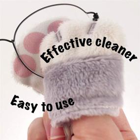 img 3 attached to 🐱 Dunau Portable Microfiber Glasses Wipes Cloth Cleaner - Cute Cat Design (Black/Gray/Ivory)