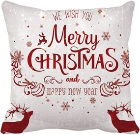 img 3 attached to 🎄 Christmas Throw Pillow Covers 18x18 Set of 4 - Festive Xmas & Happy New Year Decorations for Sofa, Bedroom, Car & Farmhouse