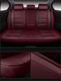 img 2 attached to 🚗 OASIS AUTO 2010-2019 Custom Fit Leather Seat Covers for Outback & Legacy (2015-2019 Legacy, Burgundy)