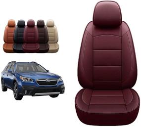 img 4 attached to 🚗 OASIS AUTO 2010-2019 Custom Fit Leather Seat Covers for Outback & Legacy (2015-2019 Legacy, Burgundy)