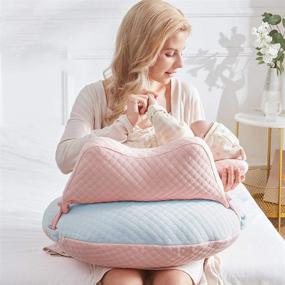 img 4 attached to 🤱 WYXunPlanet Breastfeeding Pillows for Babies - Feeding & Nursing Pillows, Baby Nursing Pillows with Backrests, Enhancing Baby's Feeding Position - Blue