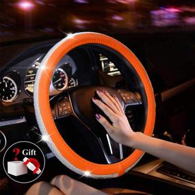 img 1 attached to ChuLian Bling Diamond Car Steering Wheel Cover With Crystal Rhinestones Universal 15 Inch For Fusion Focus HRV Corolla Prius Rav4 Tacoma Camry (Orange)