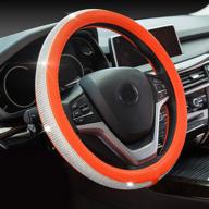 chulian bling diamond car steering wheel cover with crystal rhinestones universal 15 inch for fusion focus hrv corolla prius rav4 tacoma camry (orange) logo
