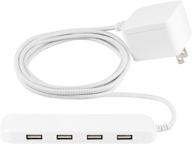 ultrapro 4 port usb power strip: premium 6 ft braided extension cord | wall mount | 4.8 amp/24 watt | iphone/ipad/samsung galaxy/google pixel | ul listed | white - 44139-t1 logo