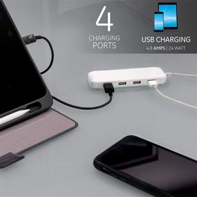 img 2 attached to UltraPro 4 Port USB Power Strip: Premium 6 Ft Braided Extension Cord | Wall Mount | 4.8 AMP/24 Watt | iPhone/iPad/Samsung Galaxy/Google Pixel | UL Listed | White - 44139-T1