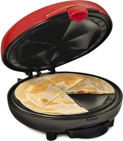 img 4 attached to Deluxe 8-Inch 6-Wedge Electric Quesadilla Maker with Extra Stuffing Latch in Red - Taco Tuesday