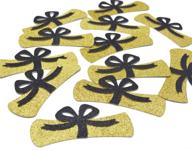 diploma confetti - pack of 12, 4-inch graduation centerpieces for congrats grad party decorations, graduation table decor, class of 2021 high school college graduation party supplies in gold & black glitter logo