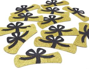 img 4 attached to Diploma Confetti - Pack of 12, 4-inch Graduation Centerpieces for Congrats Grad Party Decorations, Graduation Table Decor, Class of 2021 High School College Graduation Party Supplies in Gold & Black Glitter