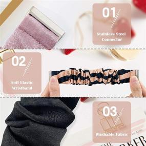 img 3 attached to 🎀 BaiHui Scrunchies Band: Stylish Cloth Soft Pattern Printed Replacement Wristbands for Fitbit Versa 3/Sense - 3 Pack