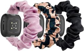 img 4 attached to 🎀 BaiHui Scrunchies Band: Stylish Cloth Soft Pattern Printed Replacement Wristbands for Fitbit Versa 3/Sense - 3 Pack