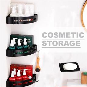 img 1 attached to 🚿 Maximize Bathroom Storage with PALFIK Shower Caddy Corner - 3 Pack Black Shower Shelf with Rustproof Hooks & Shampoo Holder